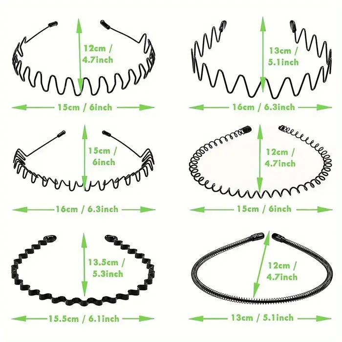 6 pièces bandeau en métal pour hommes femmes mode bandes de cheveux Sports de plein air antidérapant