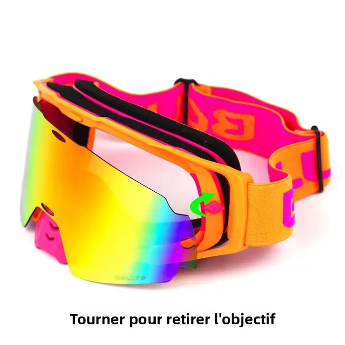 Lunettes de Motocross Photochromiques UV400 BOLLFO Multicolores pour VTT Tout-Terrain Anti-Poussière Lunettes de Course Occasions Spéciales