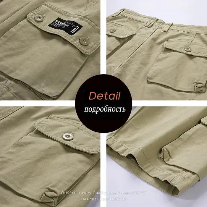 Shorts Cargo Homme 100% Coton Été – Bermuda Décontracté Tactique pour Plage et Jogging – Vêtements de Marque
