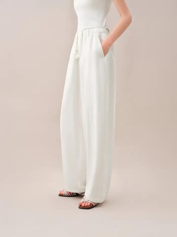FSLE【Série Premium】Pantalon large décontracté pour femme, coupe ample, taille élastique, collection