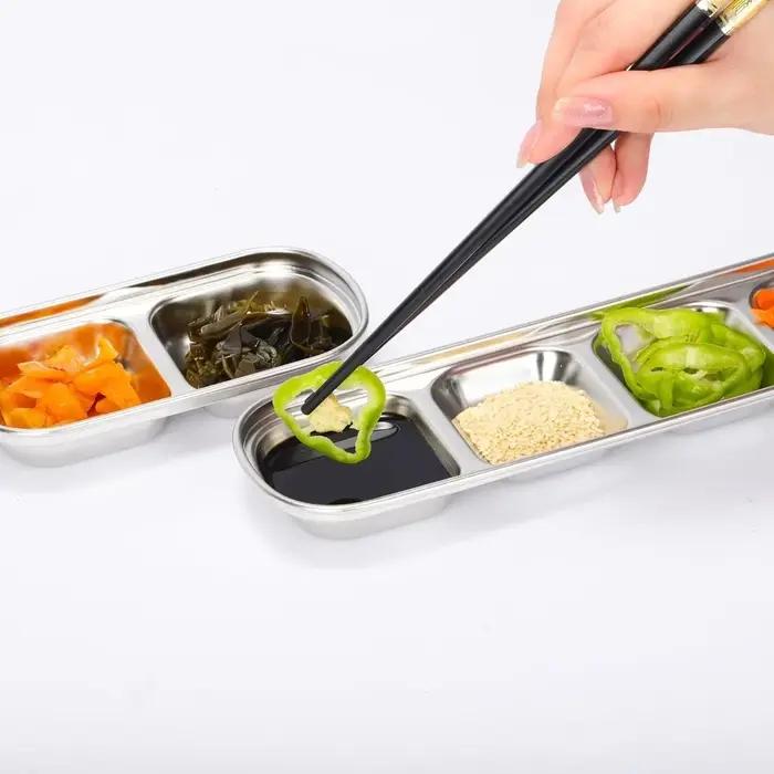 Plat à Sauce à 3 compartiments en acier inoxydable