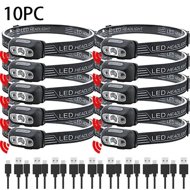 Mini lampe frontale forte lumière Led pêche de nuit puissante torche