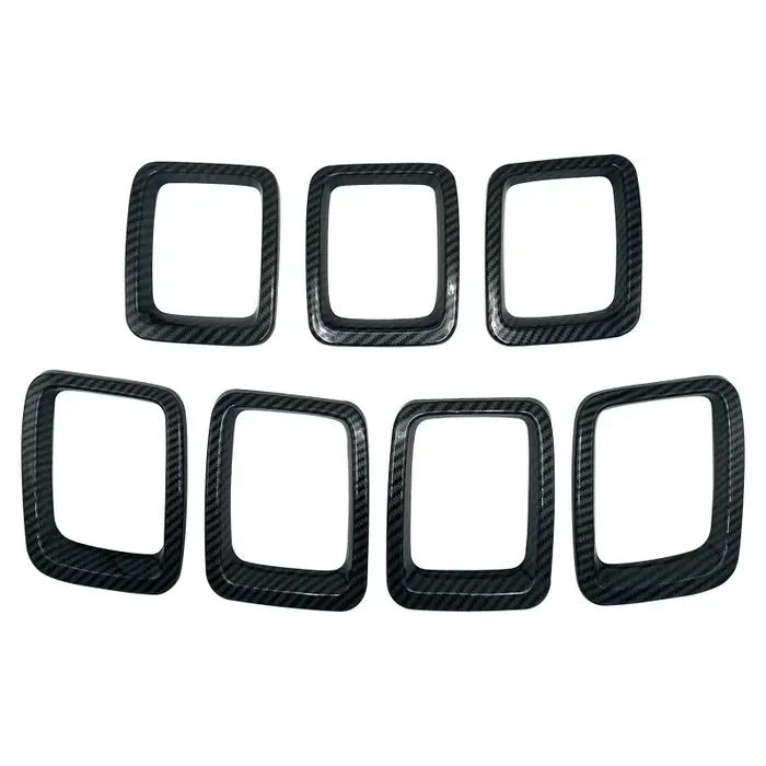 Inserts de calandre en ABS pour Jeep Compass 2017-2020 en fibre de carbone rouge vert profond noir style sportif élégant protection insectes robuste
