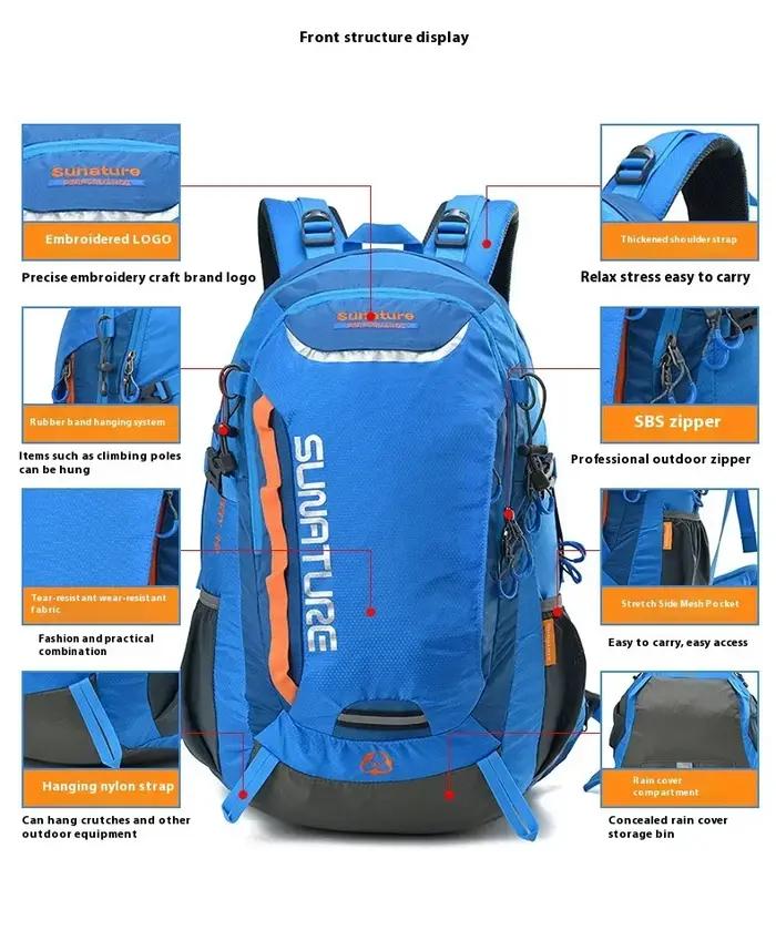 Sac à dos SUNRUNNER 40L pour randonnée, escalade, alpinisme, pêche et vélo occasions spéciales robuste imperméable nylon