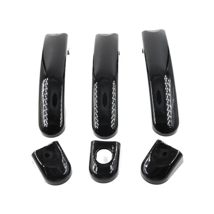 Couvercle de poignée de porte de voiture en fibre de carbone, noir brillant, garniture pour Volkswag