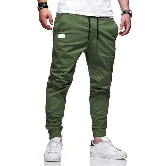 Pantalon cargo homme ample droit sport uni sweatpants grande taille joggers tissé décontracté