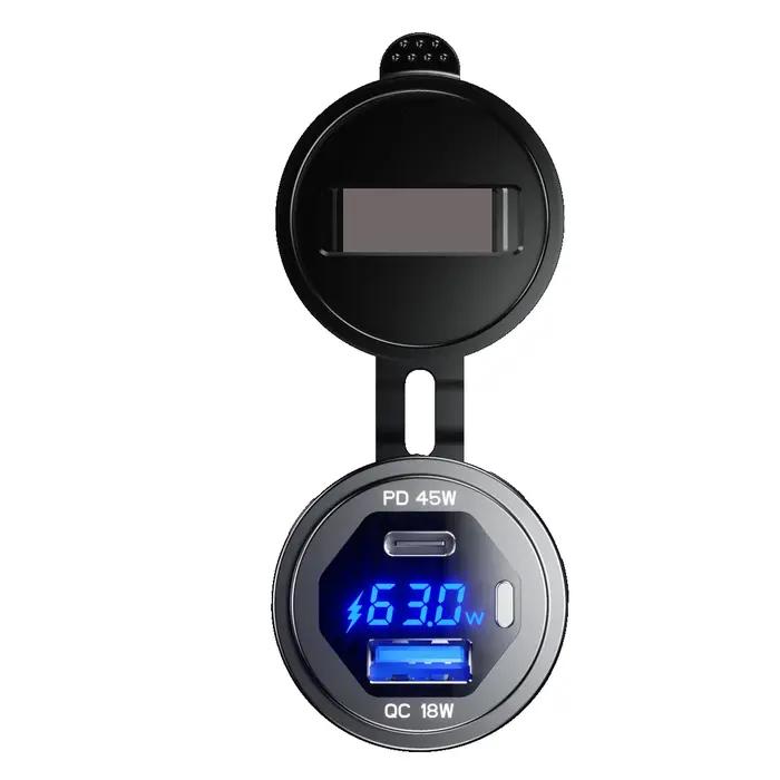 Prise de chargeur de voiture USB 45W type-c PD QC3.0, 12V 24V, Charge rapide, interrupteur de voltmè