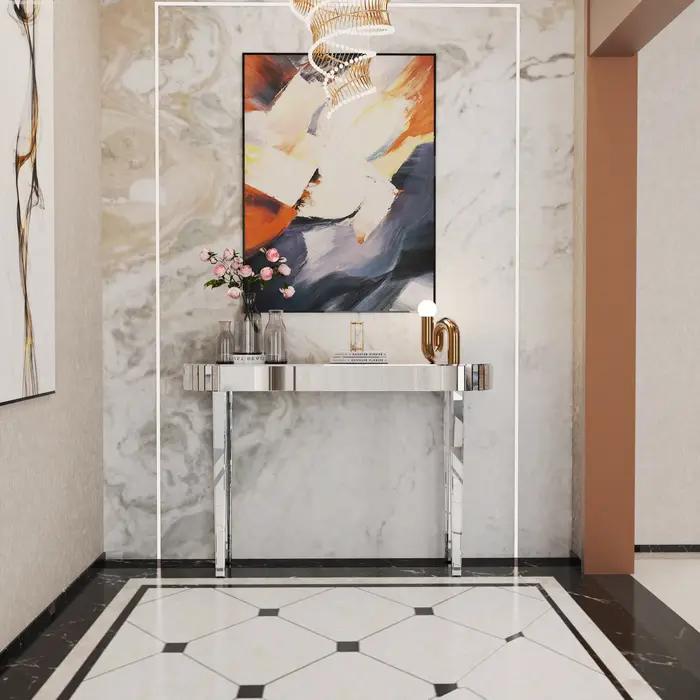 Table Console Miroir Finition Lisse Style Minimaliste Modern Pour Bureau Maison Occasions Spéciales