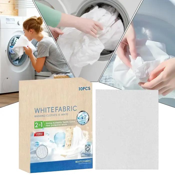 10 Feuilles de Blanchissant Textile Blanc pour Lave-Linge – Restaure la Blancheur du Coton