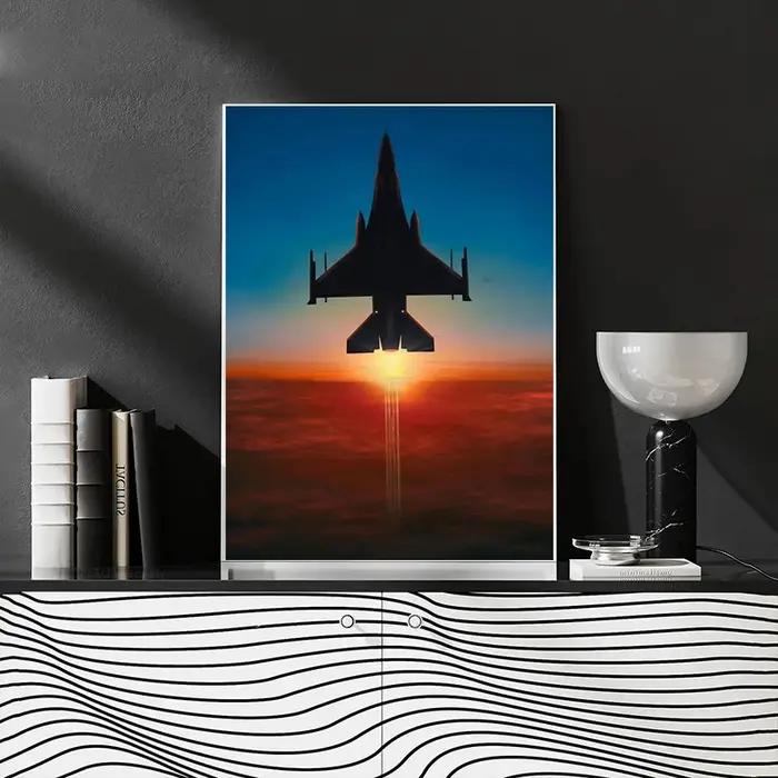 Toile de chasseur de l'armée de l'air militaire peinture HD impression sur toile coton moderne nature morte pour salon et bureau occasions spéciales