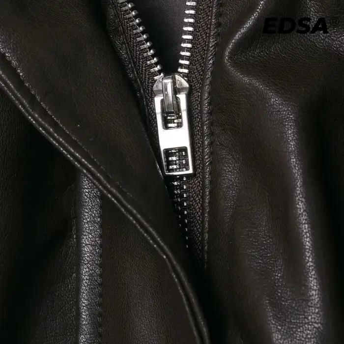 EDSA femmes veste de bombardier en cuir PU manteau pour printemps automne femme côté fermeture éclai