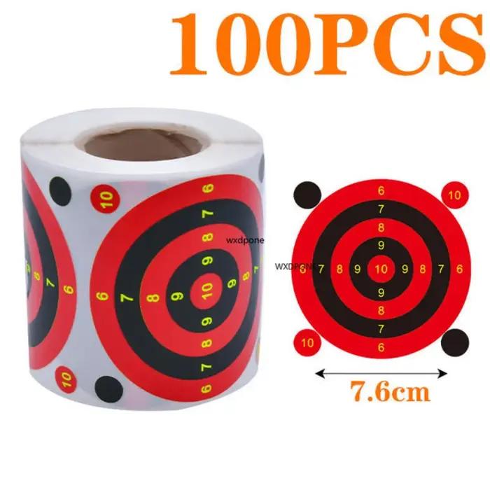 100 cibles autocollantes réactives aux impacts de balle, par rouleau, 7,50 cm, couleurs variées, pou