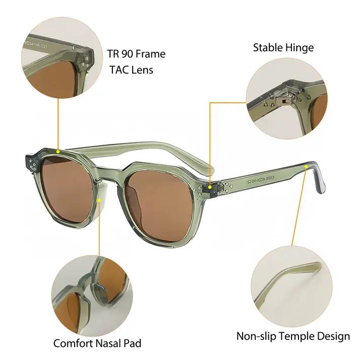 Lunettes de soleil polarisées rétro CATERSIDE pour hommes, monture ultralégère TR90, lunettes de sol