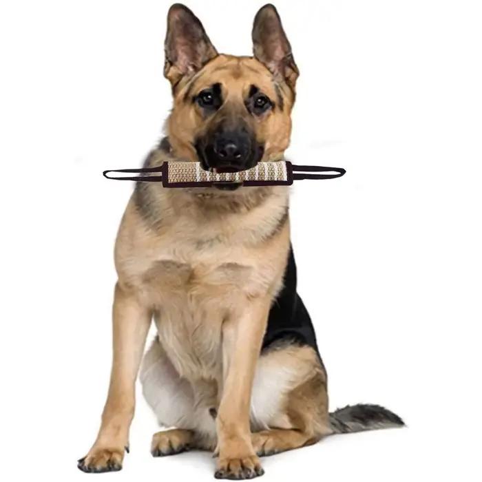 Jouet de traction pour chiens en jute avec 2 poignées robustes