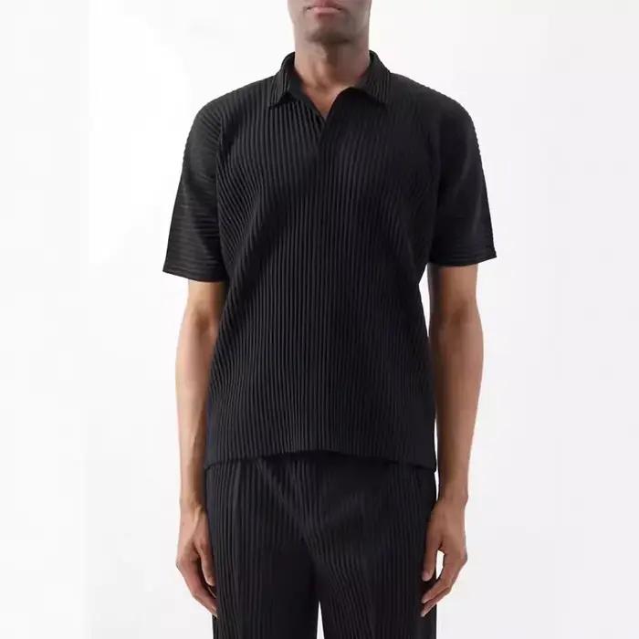 ISSEY T-Shirt 2026 nouveauté japonais Miyake Style haut plissé avec col ample polyvalent décontracté à manches courtes Polo
