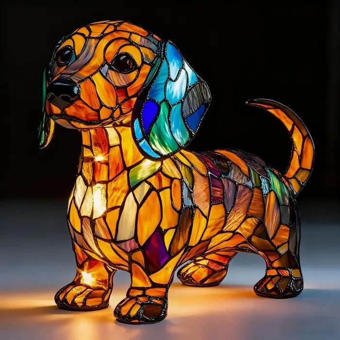 Figurines d'animaux en résine avec lumières LED nocturnes, décorations de bureau en forme de chat et