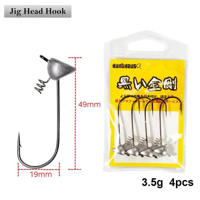 Hunthouse 3.5g 5g 6.5g 4 pièces/sac gabarits à tête fragile hameçon de pêche souple à face plate Sha