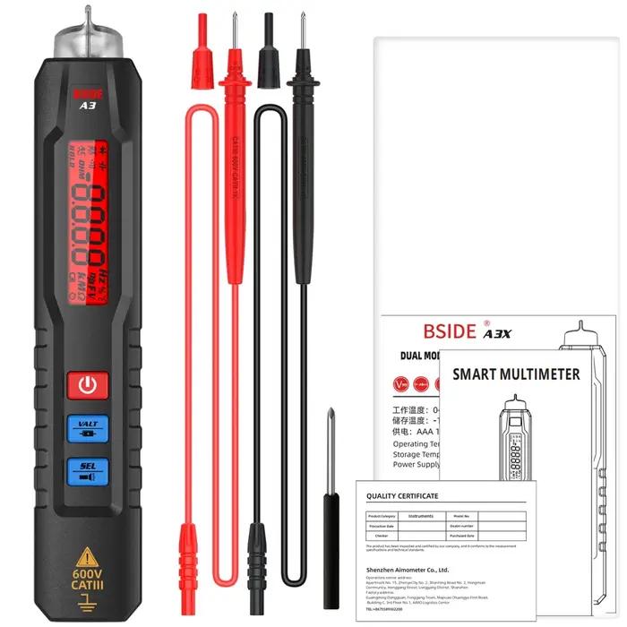 BSIDE multimètre numérique intelligent Type de stylo multitesteur True RMS voltmètre tension cc AC capacité Ohm Hz Diode