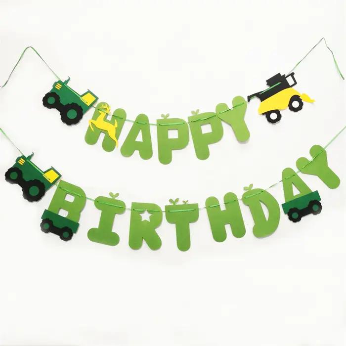 Tracteur pelle thème joyeux anniversaire bannière guirlande décoration de fête