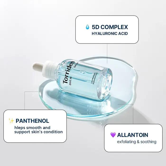 Sérum à l'acide hyaluronique à faible poids moléculaire Torriden DIVE-IN 50 ml, rafraîchissant et no