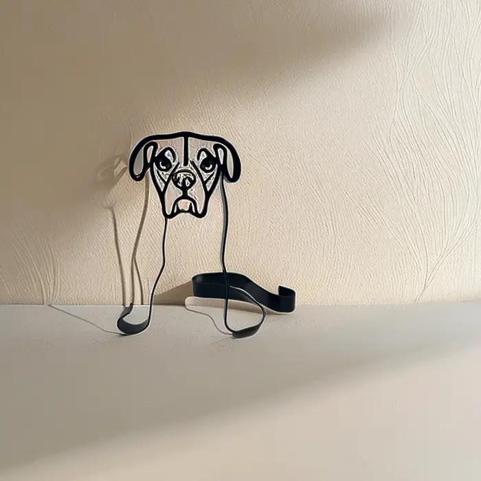 Sculpture d'art de chien en métal, décoration murale abstraite, art minimaliste pour bureau ou maison, figurine en fer, mignon Mi, occasion spéciale