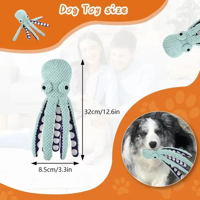 Grand jouet en peluche pieuvre couineur pour chien