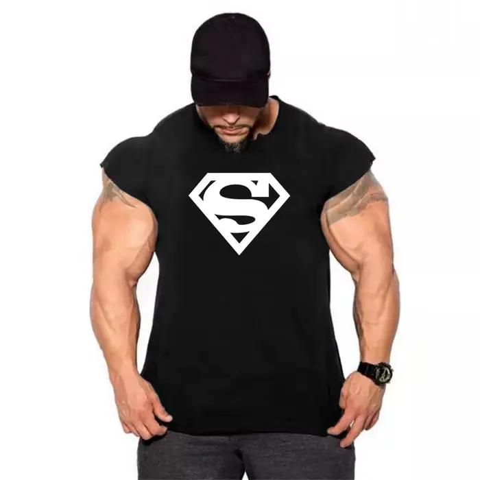 Maillot de sport en coton glacé pour homme, chemise en Y, haut de fitness, vêtements de musculation,