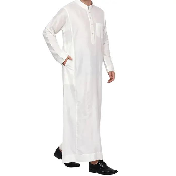 Thobe décontractée en polyester pour homme, vêtement traditionnel arabe, style oriental, multi-saisons, idéal pour cérémonies et événements spéciaux