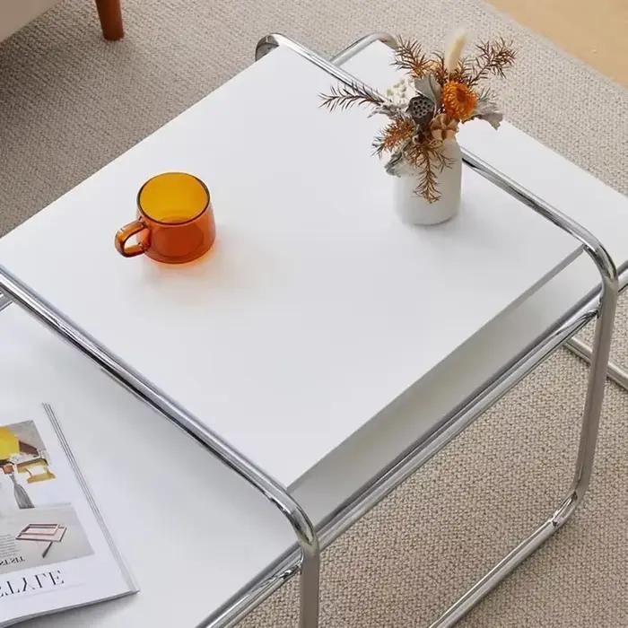 Table basse simple en acier inoxydable, Design moderne, Table basse Unique en métal, sens avancé, me