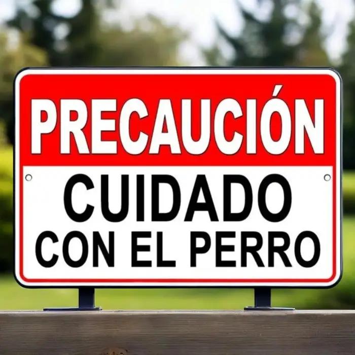 Panneau espagnol 'Beware of Dog' – Precaución Cuidado Con El Perro Bite | Décor d'avertissement rustique