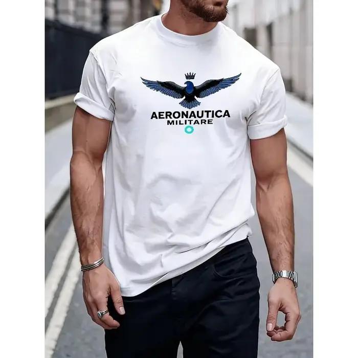T-shirt décontracté pour homme Aeronautica Militare à imprimé aigle