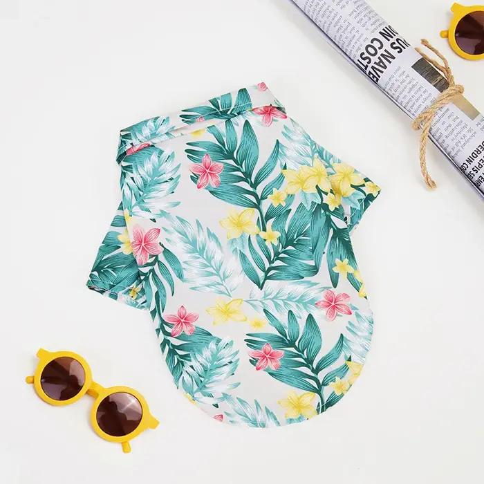 Chemise à fleurs hawaïennes pour grands chiens Teddy Golden Retriever Labrador vêtements de vacances hivernales été ocassions spéciales