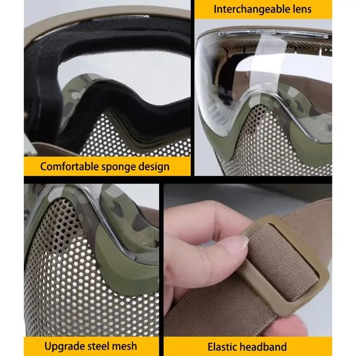 Tactical Face Mask Anti-Fog Goggle Paintball Airsoft Cs Shooting Steel Mesh Brea