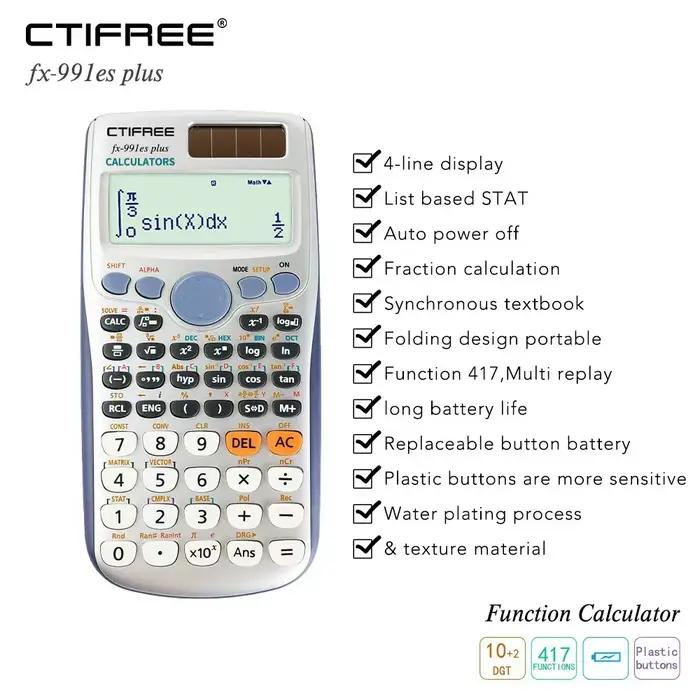 Calculatrice professionnelle de sciences informatiques adaptée à la résolution d'équations pour les examens universitaires et scolaires, fournitures de bureau