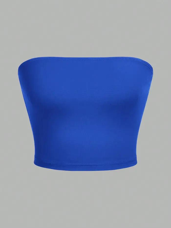Débardeur court sans bretelles pour femme, style bustier, coupe ajustée au niveau du nombril, idéal pour les tenues de soirée