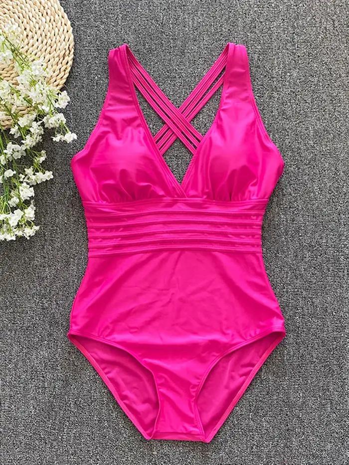 Maillot de bain une pièce Sexy, Bandage croisé, dos nu, Push Up, Monokini, pour baigneurs, vêtements