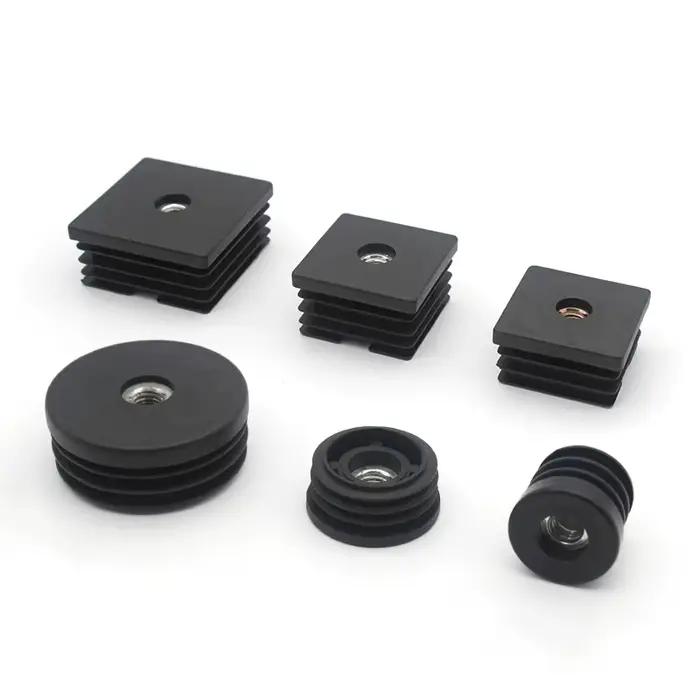 Embouts d'obturation carrés ou ronds noirs, Tube en plastique 15 16 19 20 25 30 32 38 50mm, Inserts