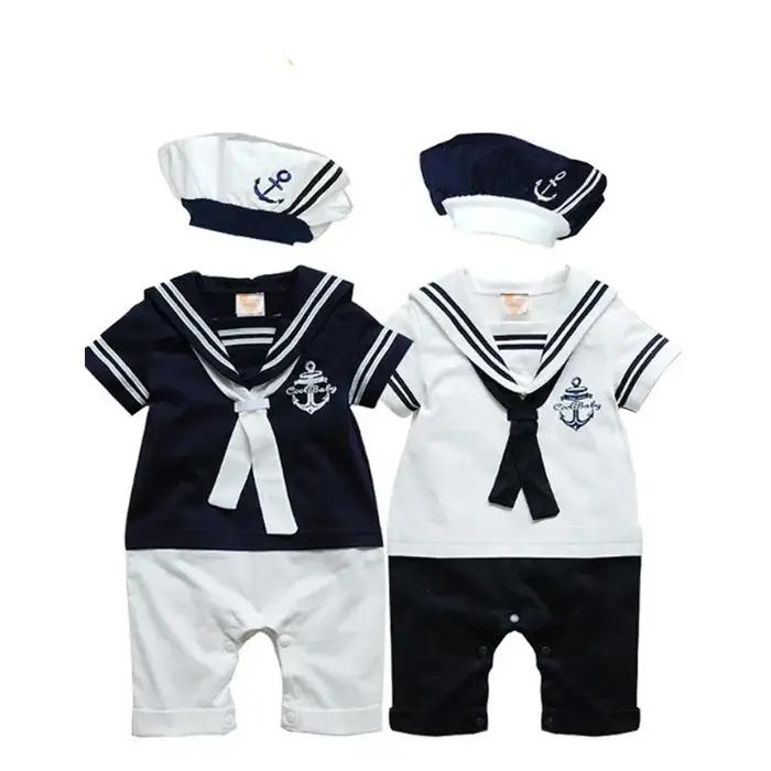 Vêtements d'été pour bébés garçons et filles, barboteuse marine, combinaison de marin pour nouveau-n