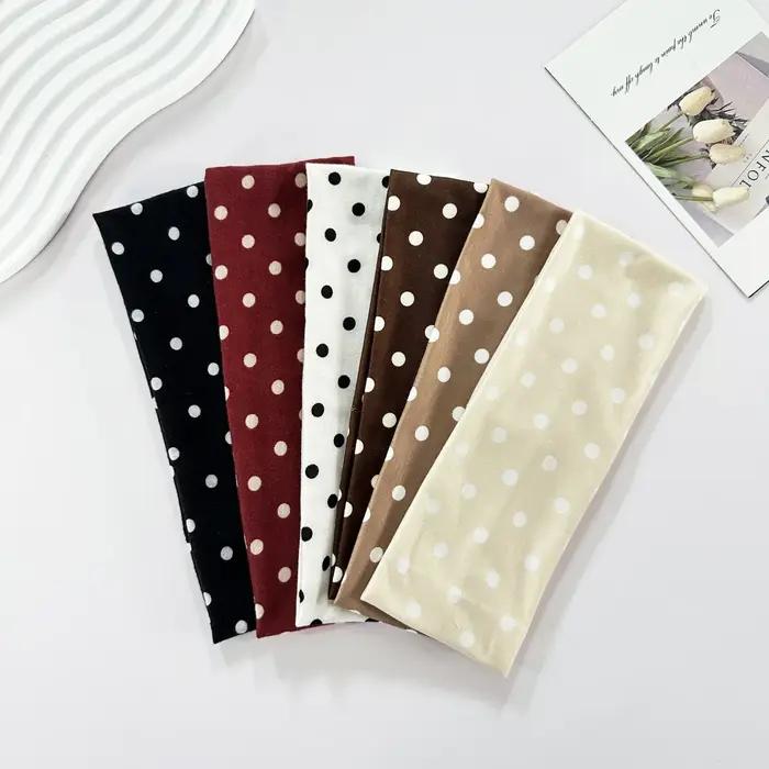 Bandeau Élastique De Yoga À Pois Bandeau De Maquillage Avec Motif De Points Pour Femmes Mode Coréen Absorbe La Sueur Pour Activités Sportives
