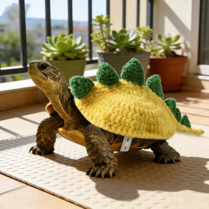 Costume de dinosaure tortue pour animaux de compagnie pull tricoté en forme de tortue de dessin animé pull mignon réglable pour tortue vêtement chaud tricoté à la main occasions spéciales