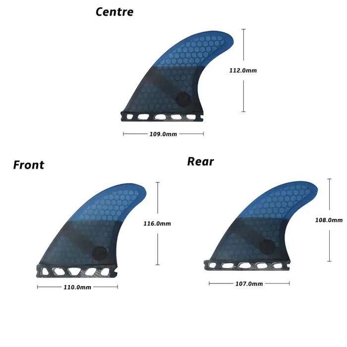 Ailerons de planche de surf UK2.1 Quad FINS UPSURF FUTURE, aileron latéral en carbone, design nid d'