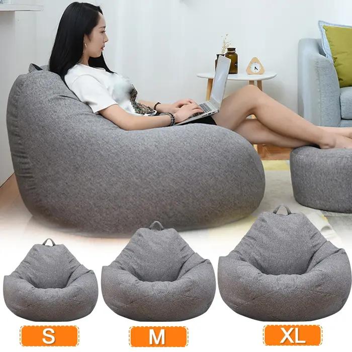 Juste de canapé paresseux sans remplissage, siège de chaise longue en lin, pouf, canapé bouffant, ta