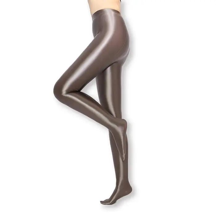 Pantalons de yoga de sport collants opaques lisses en satin collants brillants bas de soie sexy legg