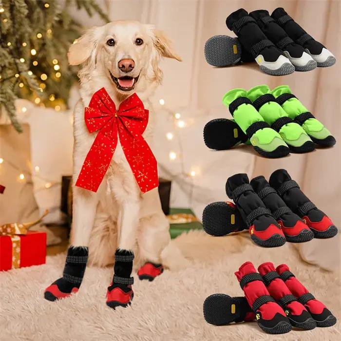 Chaussures imperméables coordonnantes pour gros chien, protège-pieds, bottes de neige et de pluie, bottes d'hiver, marche en plein air, chiens moyens et extra grands