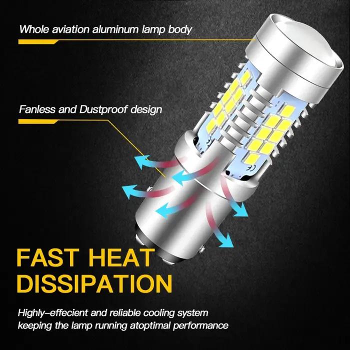 2 pièces LED feux diurnes DRL ampoule lampe Canbus sans erreur P21/5W 1157 BAY15D pour Peugeot 408 3