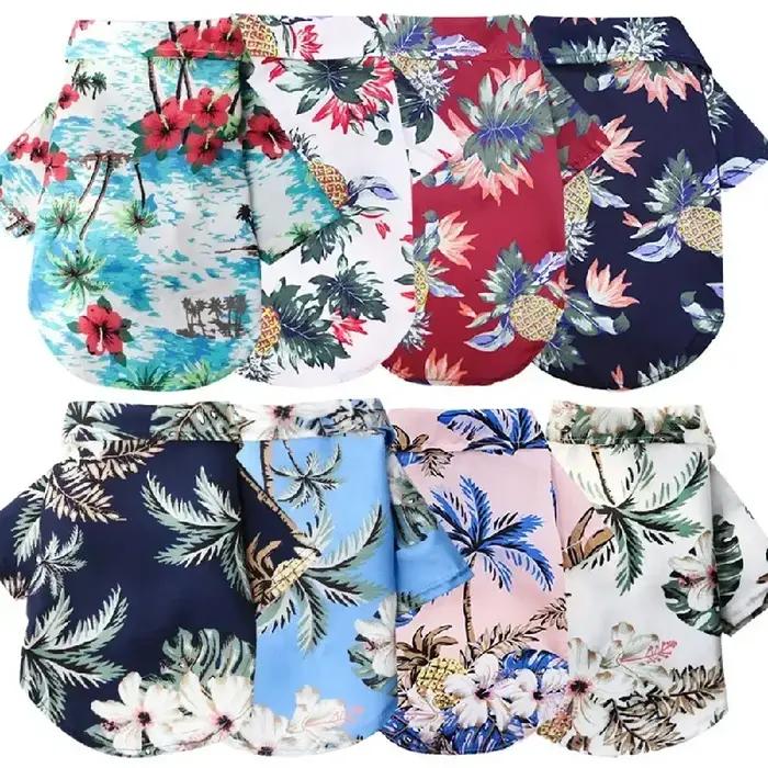 Chemises décontractées pour chien à motif floral ananas hawaïen