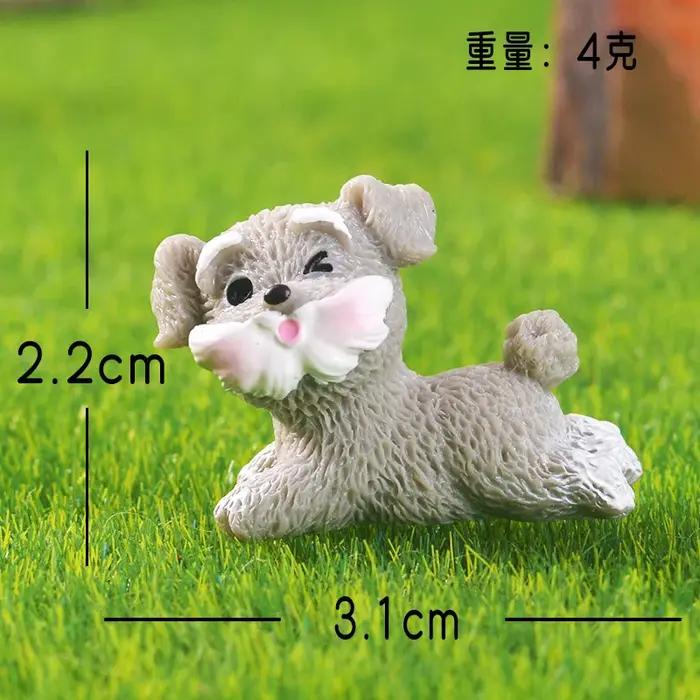 Mignon gris Schnauzer Mini Figurines Miniature Micro paysage voiture ornement dessin animé chien en pot bricolage fée maison de poupée jardin décor