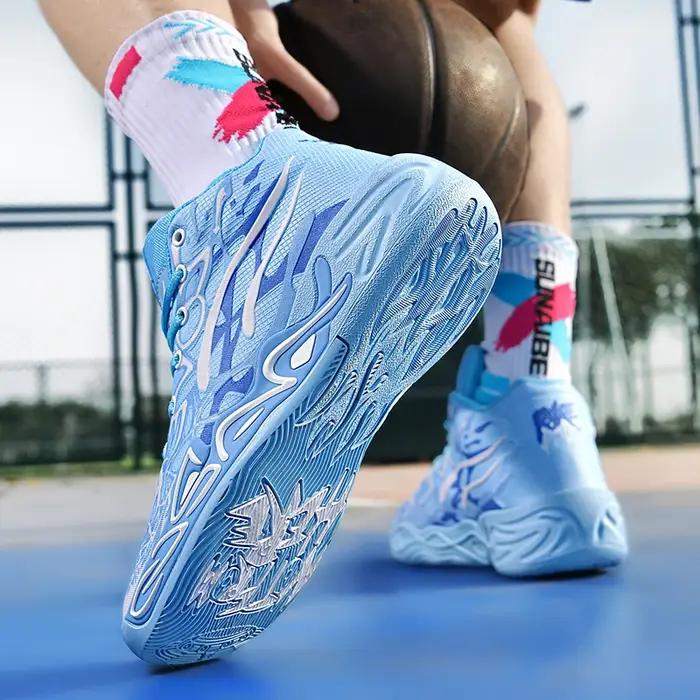 Chaussures de basket-ball pour hommes montantes souples et légères polyesters PVC confortables pour hommes occasions de sport et entraînement