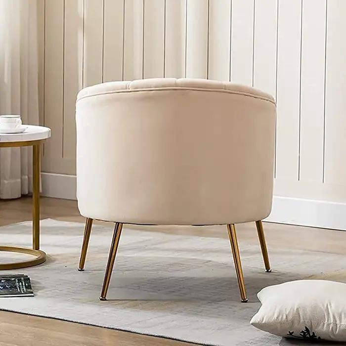 SEYNAR-Fauteuil tonneau moderne Glam en velours, sofa d'appoint crème pour adultes, pour le salon