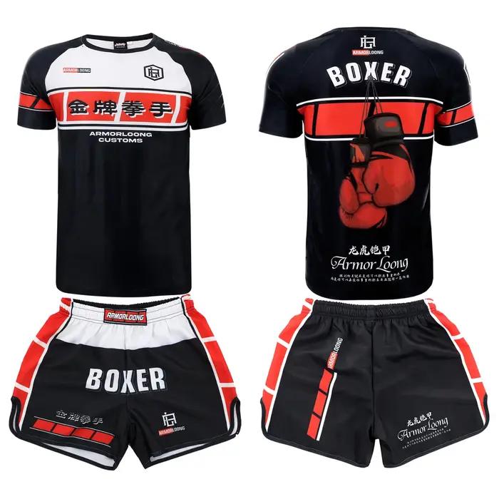 Ensemble d'entraînement de compétition de Muay Thai MMA - T-shirt à manches courtes et short pour les arts martiaux